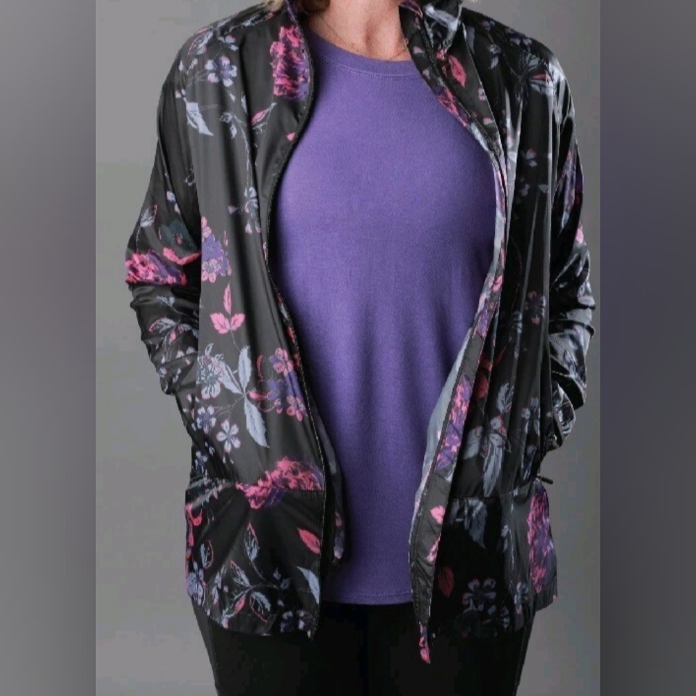 RISE By LulaRoe Floral Lightweight Full-Zip Windbreaker 3XL/24-26 NWT